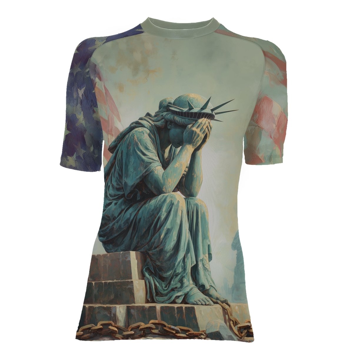 Sadness Liberty Women's Short Sleeve Rash Guard - BattleFitGear