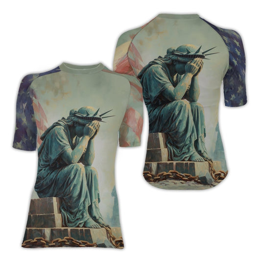 Sadness Liberty Women's Short Sleeve Rash Guard - BattleFitGear
