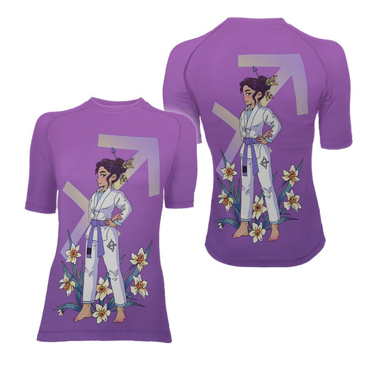 Sagittarius Zodiac Mom Women's Short Sleeve Rash Guard - BattleFitGear