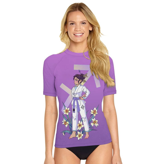 Sagittarius Zodiac Mom Women's Short Sleeve Rash Guard - BattleFitGear