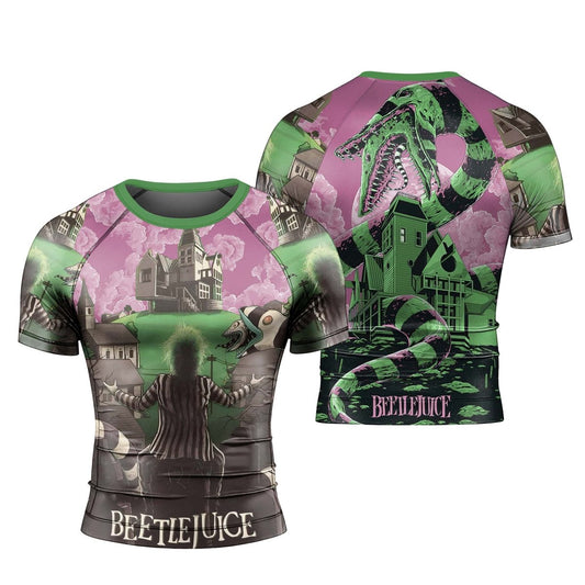 Sandworm Beetlejuice Men's Short Sleeve Rash Guard - BattleFitGear