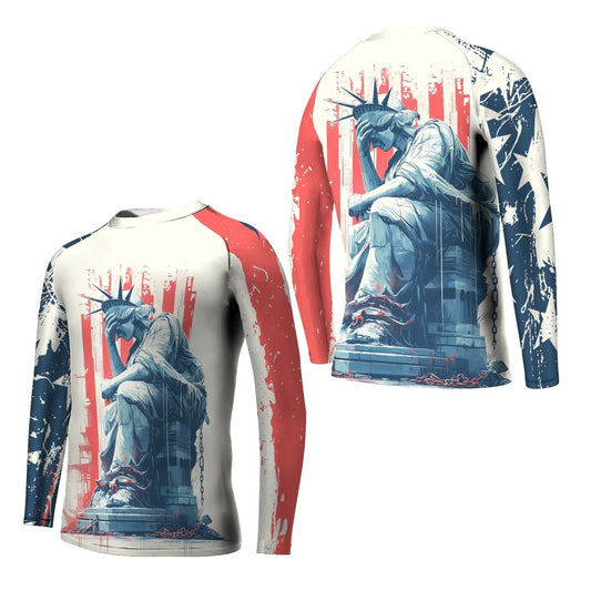 Statue of Liberty in Distress Kids Rash Guard - BattleFitGear