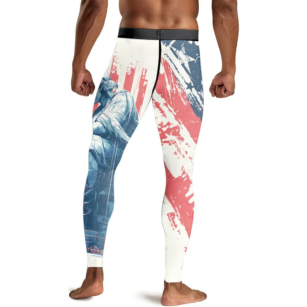 Statue of Liberty in Distress Men's Compression Leggings - BattleFitGear