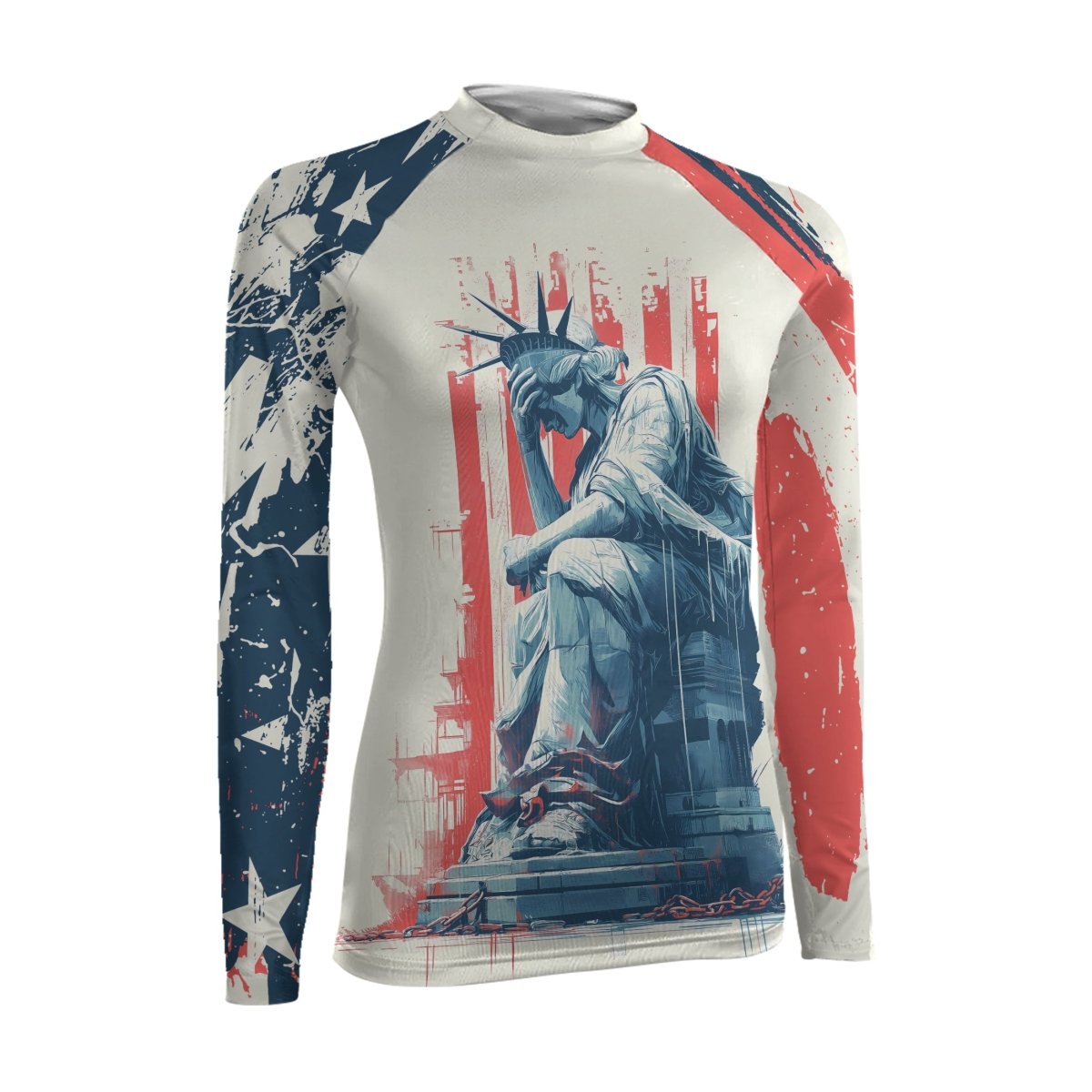 Statue of Liberty in Distress Women's Long Sleeve Rash Guard - BattleFitGear