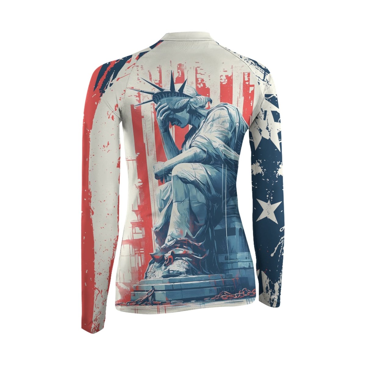 Statue of Liberty in Distress Women's Long Sleeve Rash Guard - BattleFitGear
