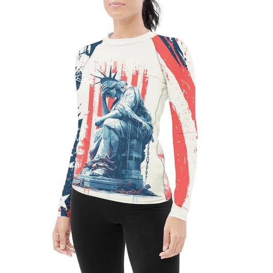 Statue of Liberty in Distress Women's Long Sleeve Rash Guard - BattleFitGear