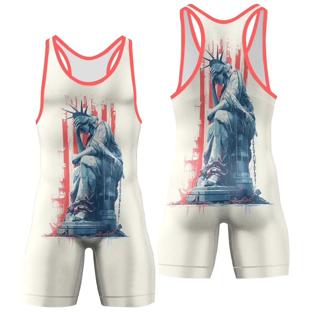 Statue of Liberty in Distress Wrestling Singlets - BattleFitGear
