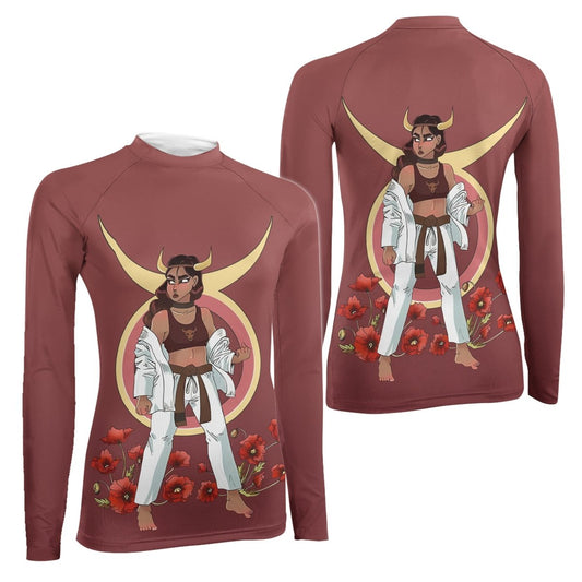 Taurus Zodiac Mom Women's Long Sleeve Rash Guard - BattleFitGear