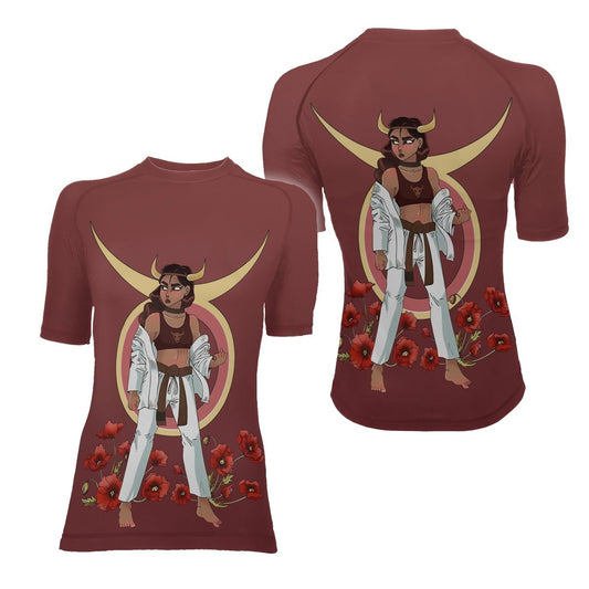 Taurus Zodiac Mom Women's Short Sleeve Rash Guard - BattleFitGear