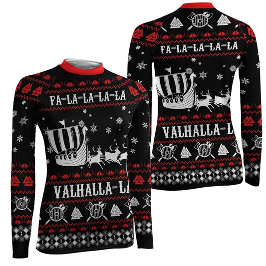 Viking Santa's Sleigh Women's Long Sleeve Rash Guard - BattleFitGear