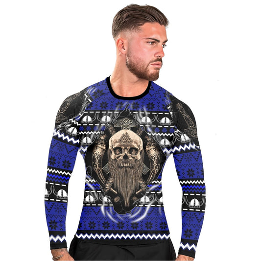 Viking Skull Inside Men's Long Sleeve Rash Guard - BattleFitGear