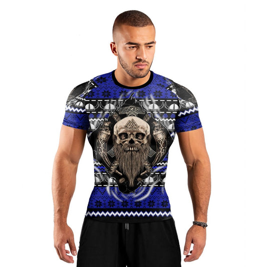 Viking Skull Inside Men's Short Sleeve Rash Guard - BattleFitGear