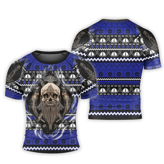 Viking Skull Inside Men's Short Sleeve Rash Guard - BattleFitGear