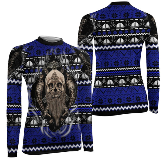 Viking Skull Inside Women's Long Sleeve Rash Guard - BattleFitGear