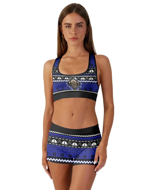 Viking Skull Inside Women's Padded Sports Bra - BattleFitGear