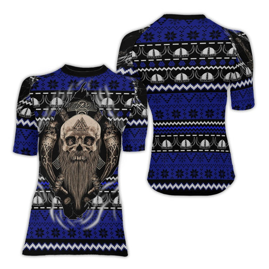 Viking Skull Inside Women's Short Sleeve Rash Guard - BattleFitGear