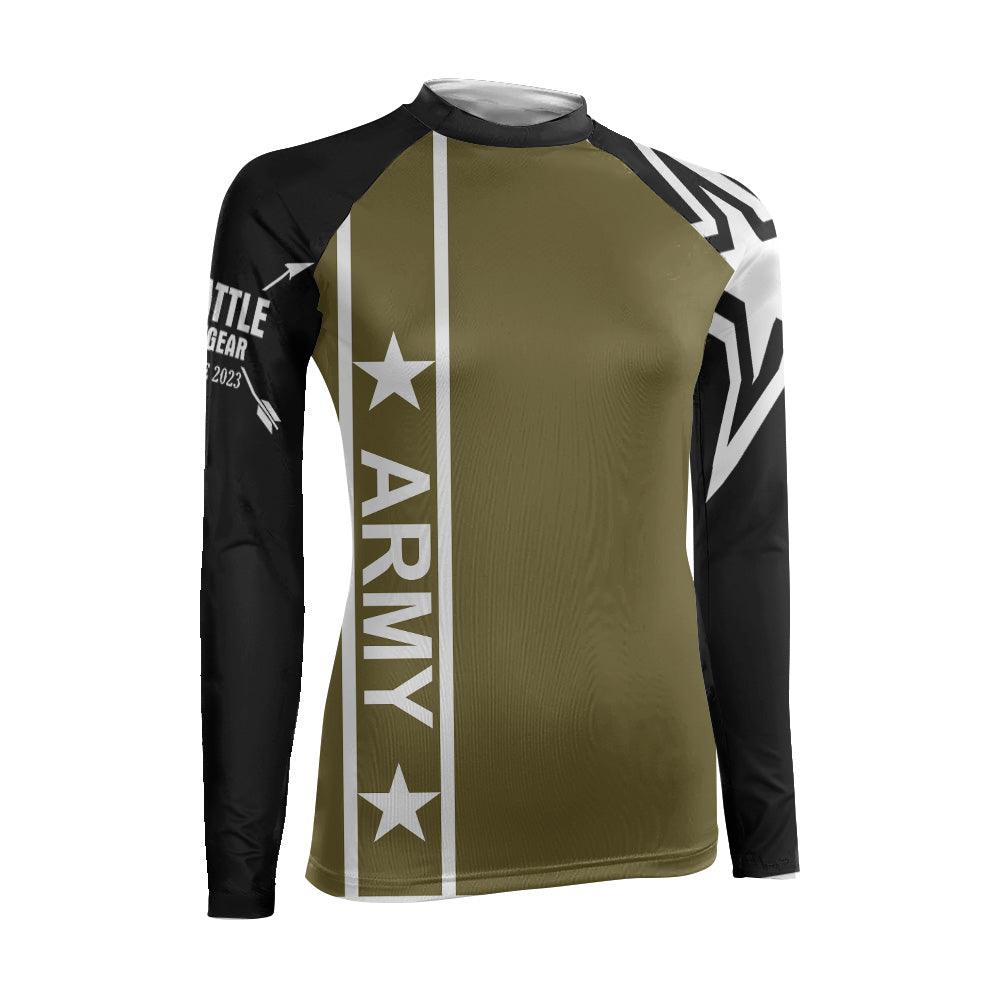 Army Camo Flag Women's Long Sleeve Rash Guard