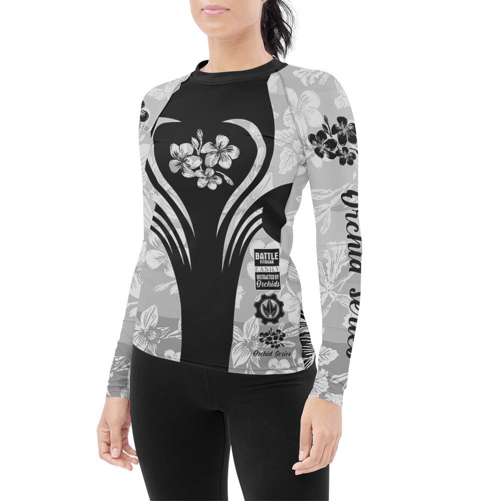 Orchid Series Viking White Heart Pattern Women's Long Sleeve Rash Guard