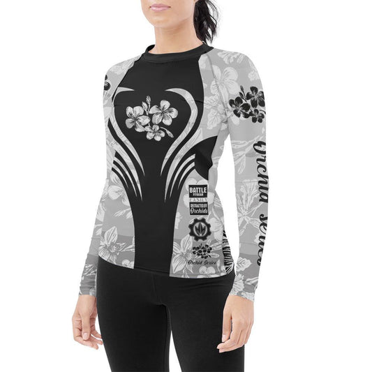 Orchid Series Viking White Heart Pattern Women's Long Sleeve Rash Guard