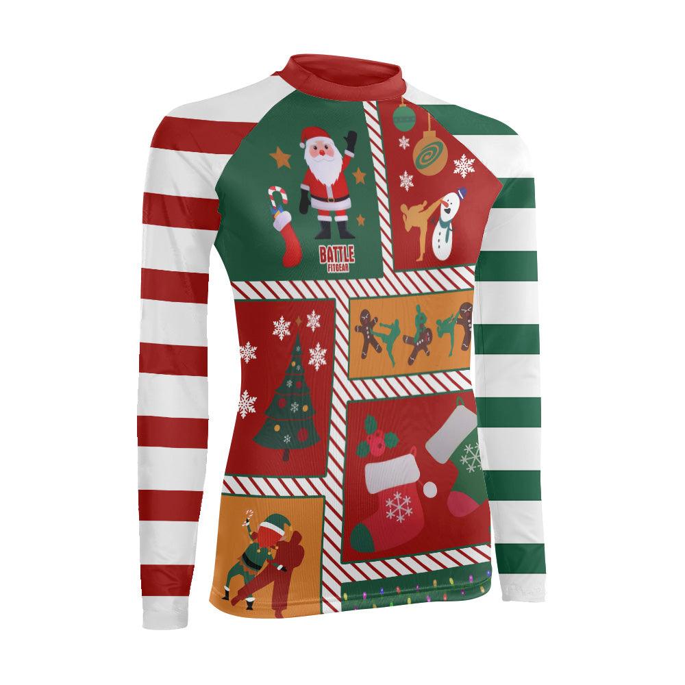 Jiu Jitsu Christmas Women's Long Sleeve Rash Guard