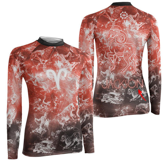 Personalized Zodiac Aries Women's Long Sleeve Rash Guard