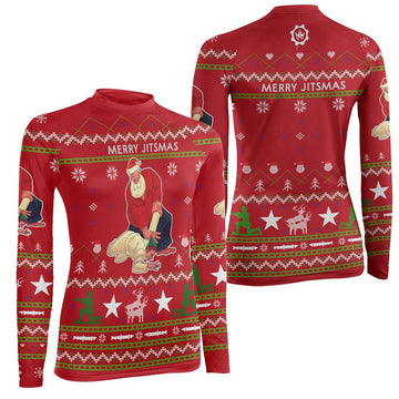 Santa Merry Jitsmas Women's Long Sleeve Rash Guard
