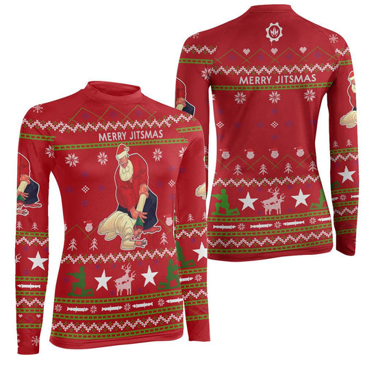 Santa Merry Jitsmas Women's Long Sleeve Rash Guard