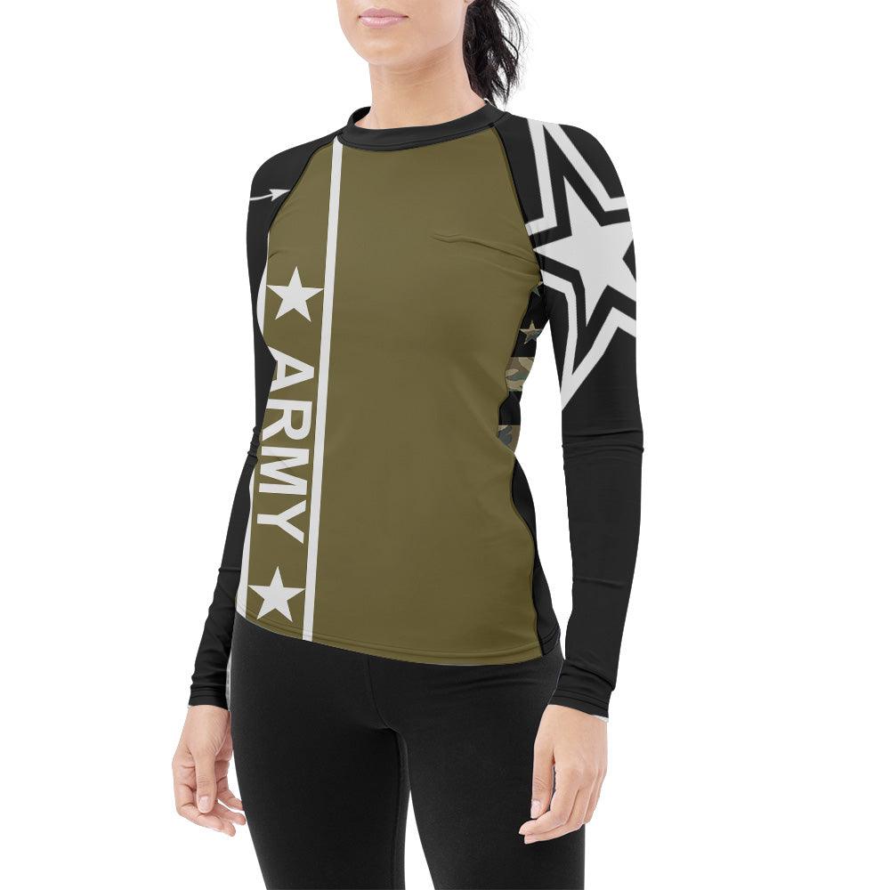 Army Camo Flag Women's Long Sleeve Rash Guard
