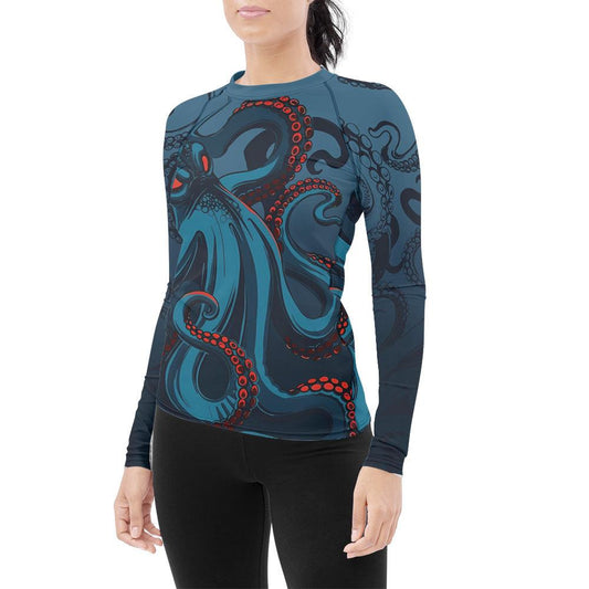 Dark Sea Octopus Women's Long Sleeve Rash Guard