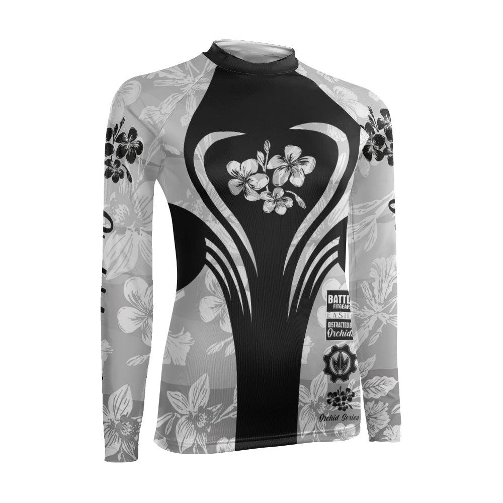 Orchid Series Viking White Heart Pattern Women's Long Sleeve Rash Guard
