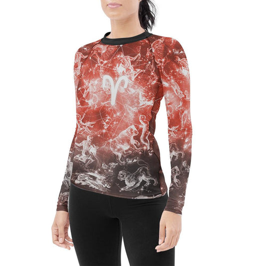 Personalized Zodiac Aries Women's Long Sleeve Rash Guard