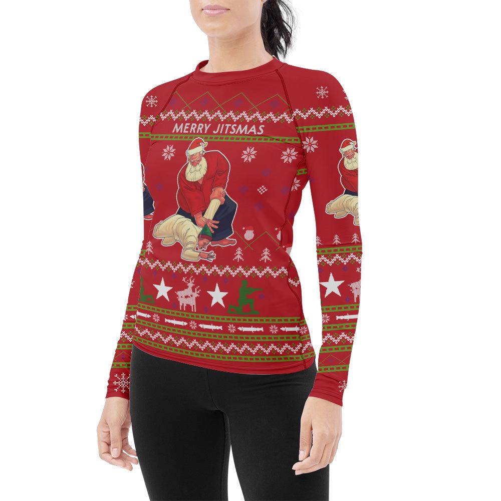 Santa Merry Jitsmas Women's Long Sleeve Rash Guard