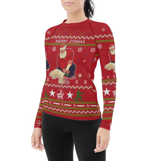 Santa Merry Jitsmas Women's Long Sleeve Rash Guard