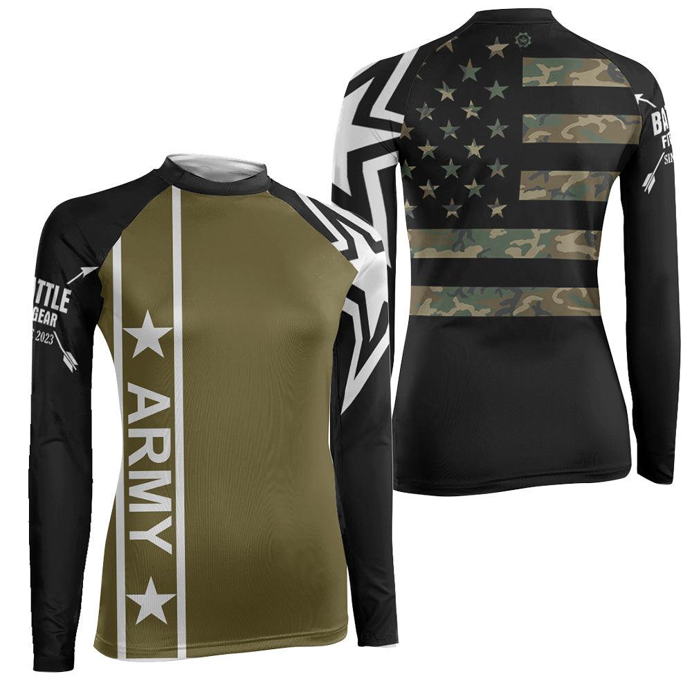 Army Camo Flag Women's Long Sleeve Rash Guard