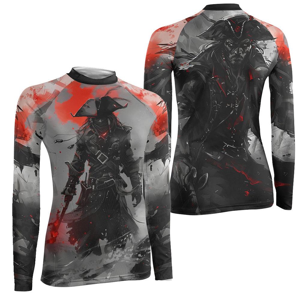 Shadow Pirate Caribbean Women's Long Sleeve Rash Guard