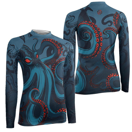 Dark Sea Octopus Women's Long Sleeve Rash Guard