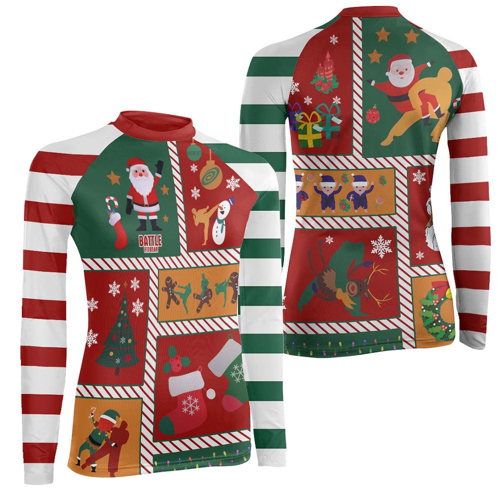 Jiu Jitsu Christmas Women's Long Sleeve Rash Guard