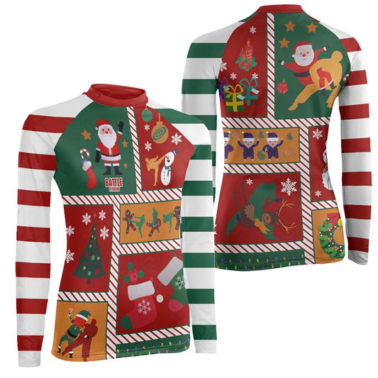 Jiu Jitsu Christmas Women's Long Sleeve Rash Guard
