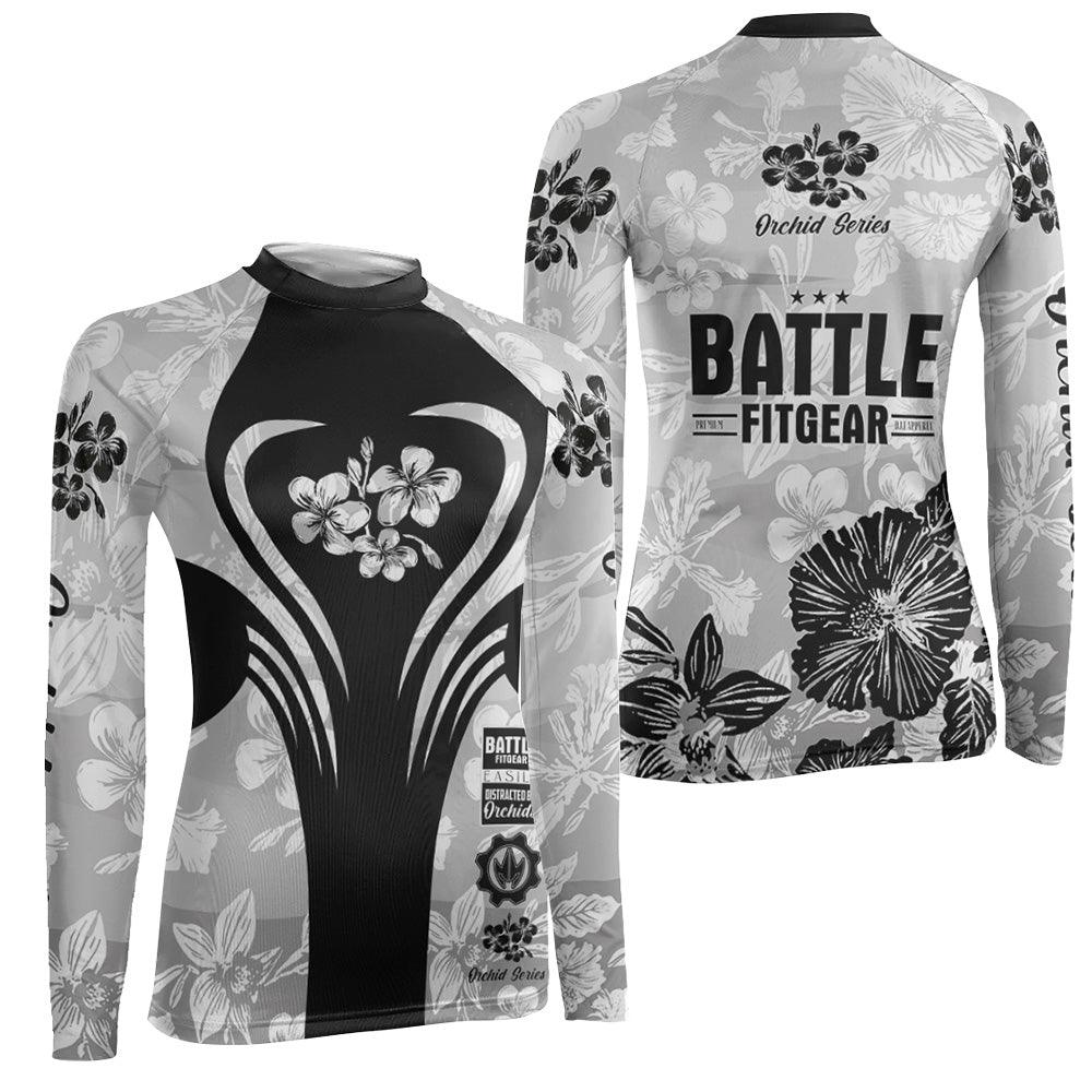 Orchid Series Viking White Heart Pattern Women's Long Sleeve Rash Guard
