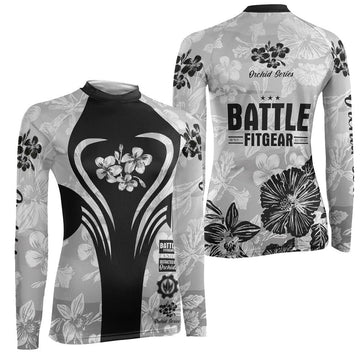 Orchid Series Viking White Heart Pattern Women's Long Sleeve Rash Guard