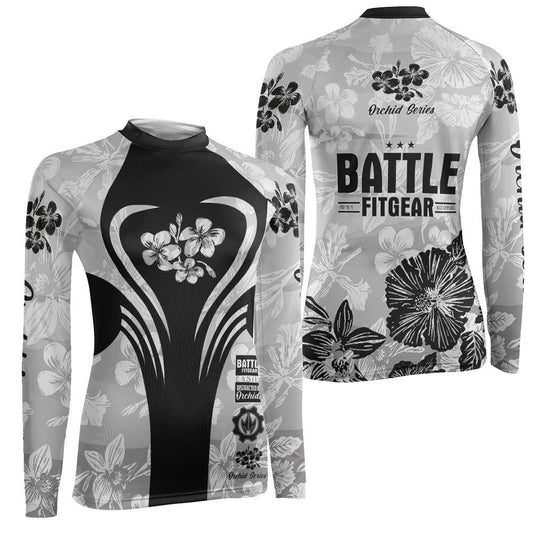Orchid Series Viking White Heart Pattern Women's Long Sleeve Rash Guard