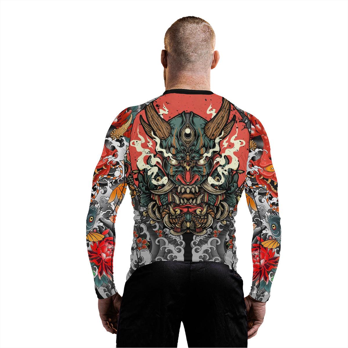 Battlefitgear Samurai & Carp Men's Long Sleeve Rash Guard - BattleFitGear