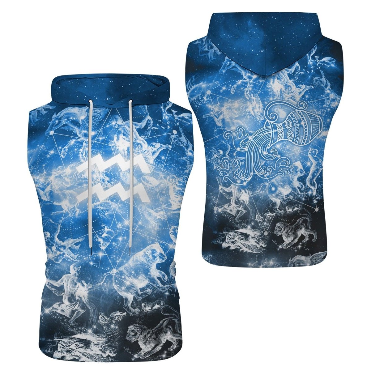 Zodiac Aquarius Sleeveless Pullover & Zip Hoodie - BattleFitGear