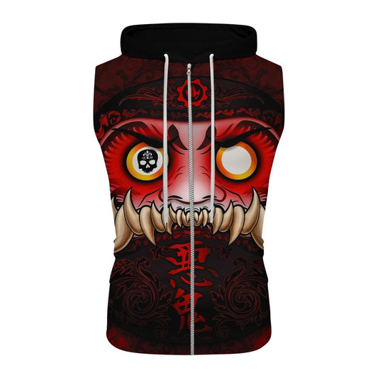 Japanese Daruma Sleeveless Pullover & Zip Hoodie - BattleFitGear