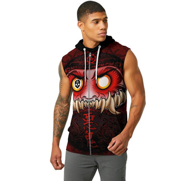 Japanese Daruma Sleeveless Pullover & Zip Hoodie - BattleFitGear