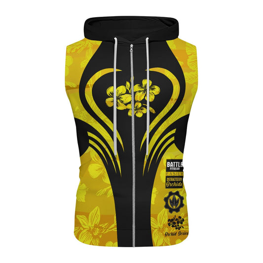 Orchid Series Floral Yellow Heart Pattern Sleeveless Pullover & Zip Hoodie