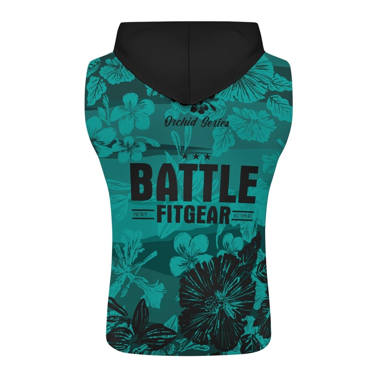 Orchid Series Floral Teal Heart Pattern Sleeveless Pullover & Zip Hoodie - BattleFitGear