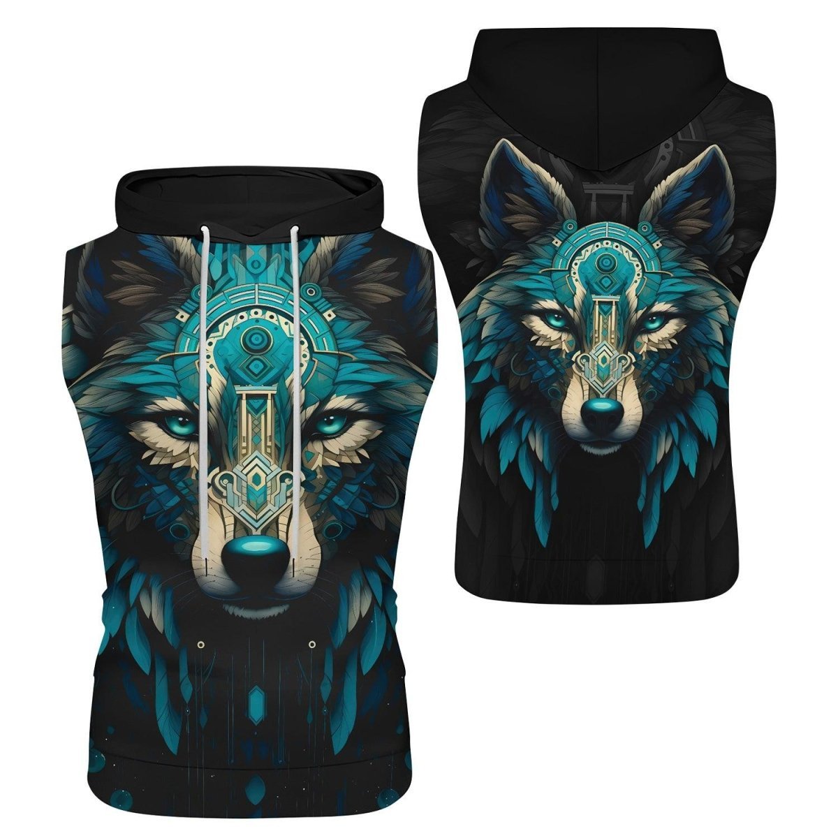 Wolf Tribal Sleeveless Pullover & Zip Hoodie - BattleFitGear