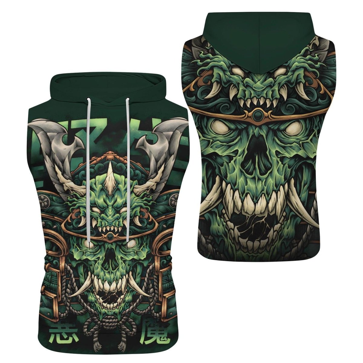 Evil Japanese Samurai Sleeveless Pullover & Zip Hoodie - BattleFitGear