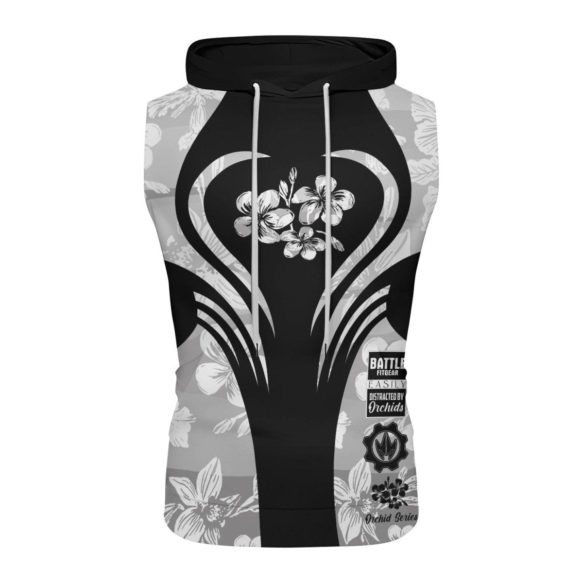 Orchid Series White Heart Pattern Sleeveless Pullover & Zip Hoodie - BattleFitGear